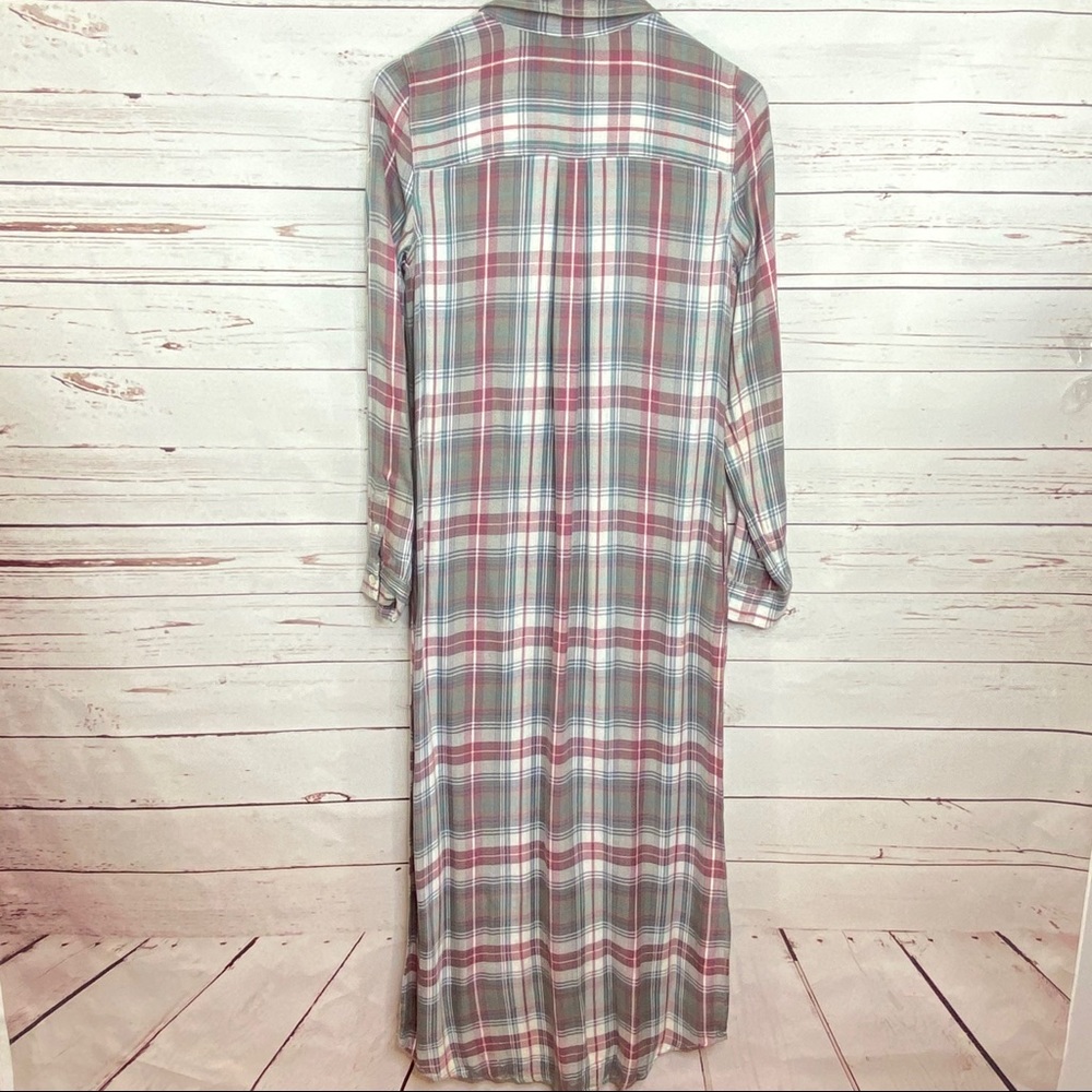 Treasure & Bond Long Sleeve Plaid Maxi Duster Button shirt - Picture 6 of 8